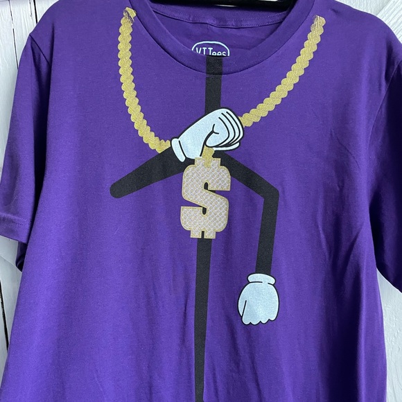 NWOT Men’s Gold Chain Medallion Stick Figure Shirt Small- X-Large V.I.Tees - Picture 2 of 7